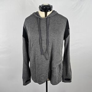 Frumos Activewear Hoodie Women's Large Gray Drawstrings Thumb Holes Layered